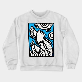 Happy Blue Doodle Graffiti Characters Crewneck Sweatshirt